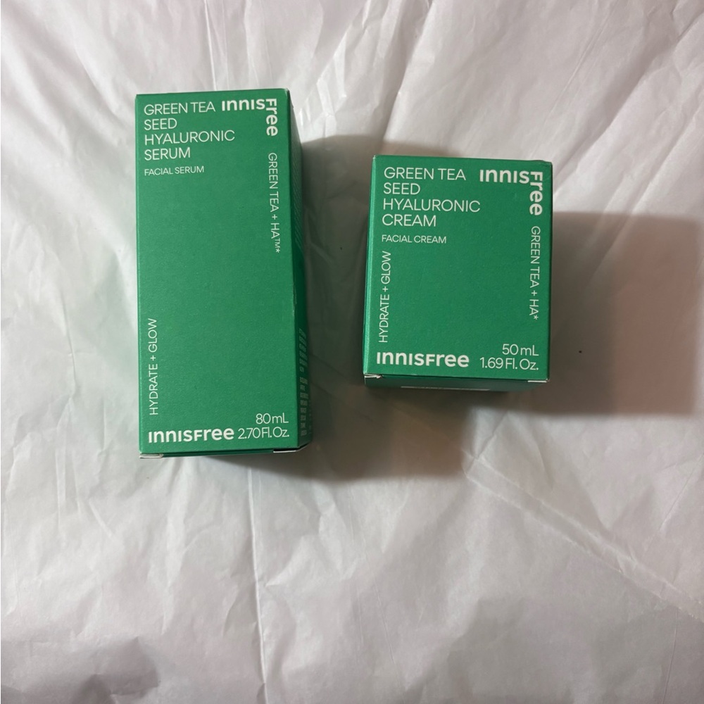 innisfree green tea seed hyaluronic bundle 
Facial cream+facial serum